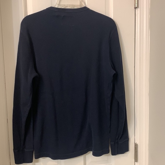 Mens Abercrombie waffle knit tee long sleeve navy Medium EUC - Picture 5 of 5